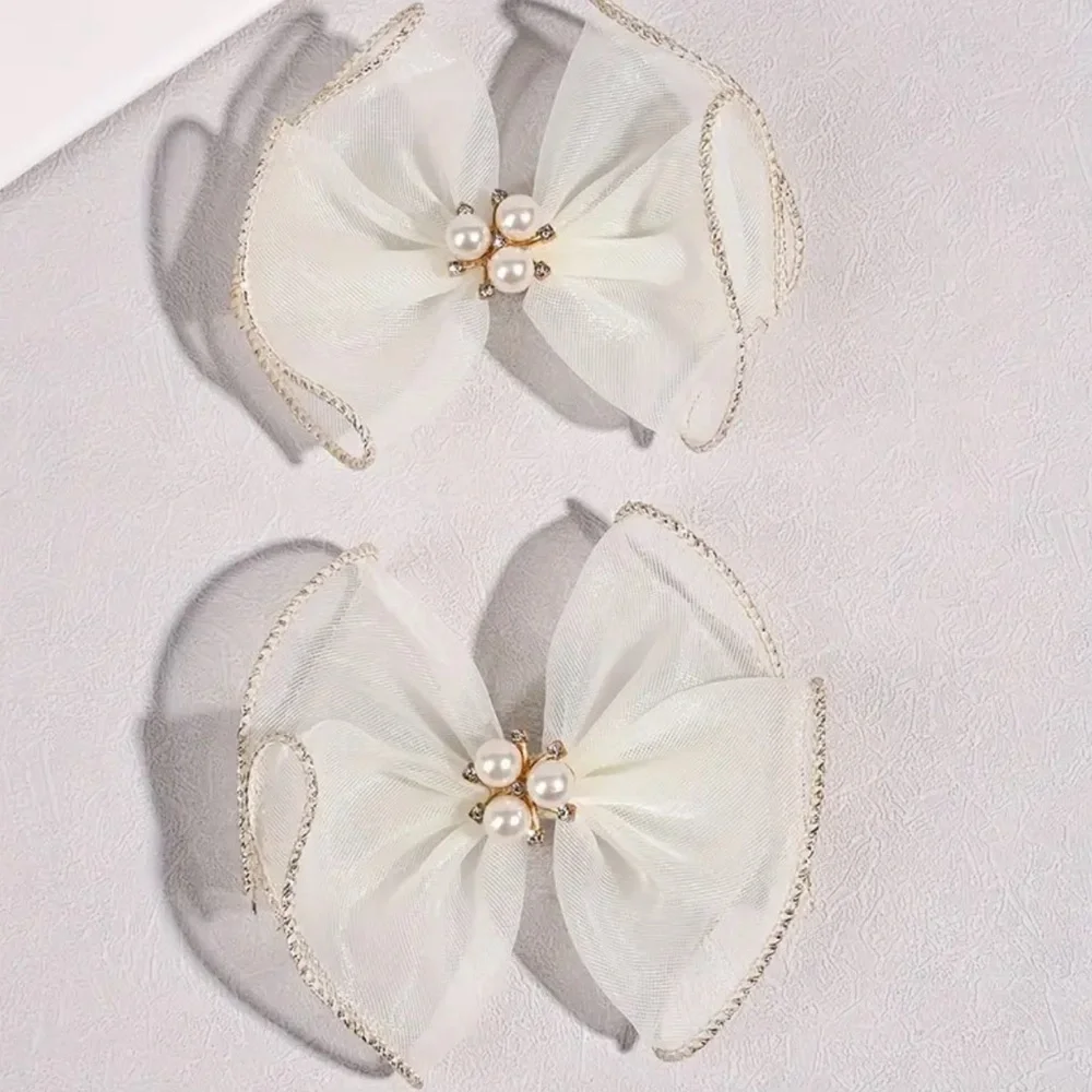 2pcs White pearl bow hair clip New ✨✨✨